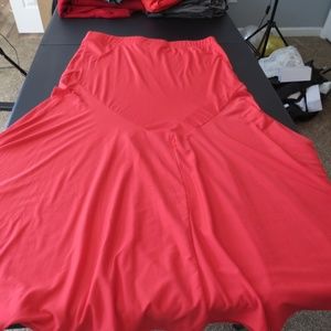 Red Flared Maxi Skirt